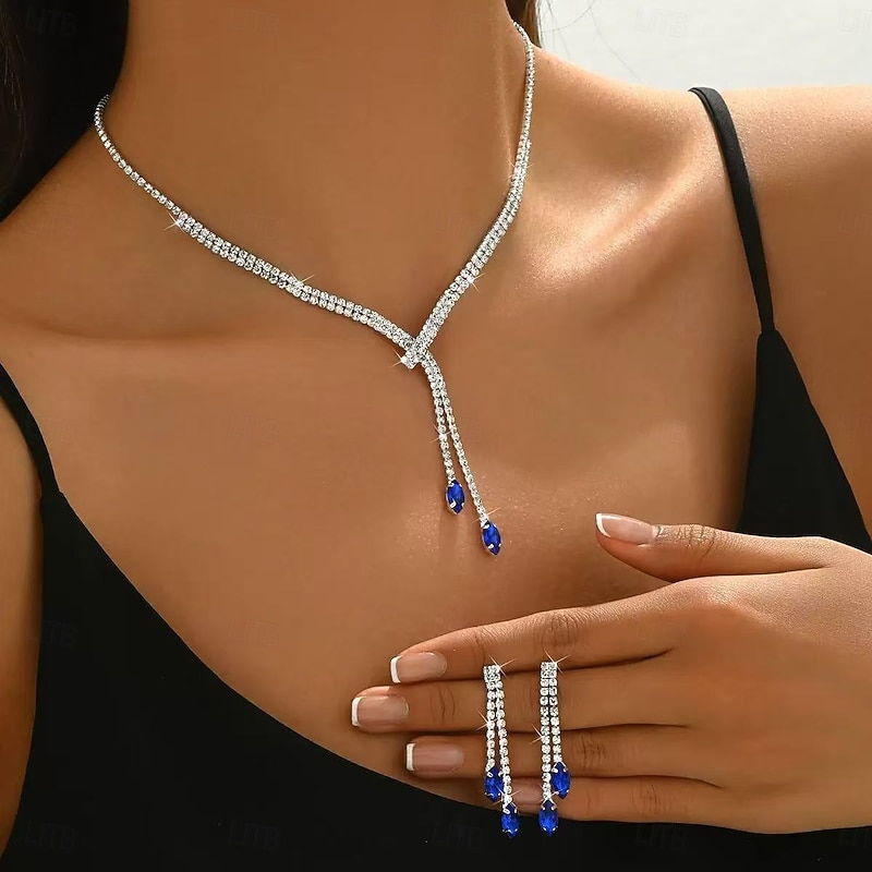Bridal Jewelry Sets 1 set Zircon Rhinestone Earrings Necklace Women's Elegant Stylish Sweet Jewelry Set For Wedding Party Special Occasion2