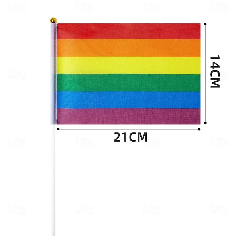 5pcs Pride LGBTQ Rainbow Patchwork Waving Flag, Handheld Banner for Gay Pride Month Party Decoration, Love is Love4