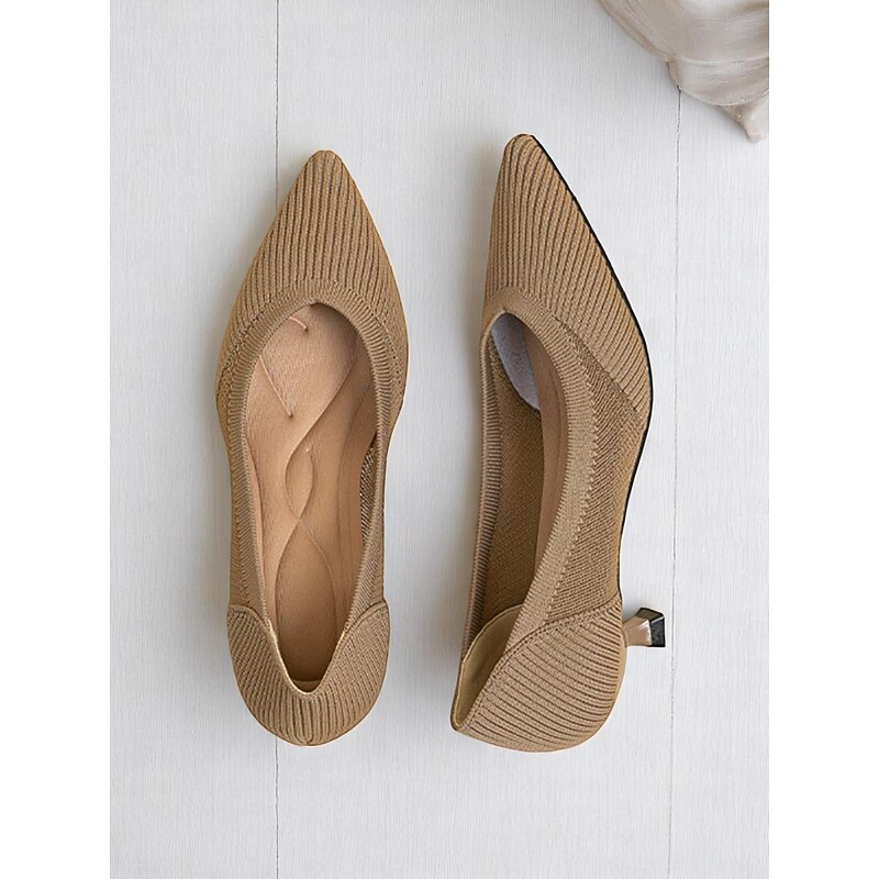 Women's Pointed Toe Knit Kitten Heels – Lightweight Breathable Mid Heel Office Pumps, Ideal for Daily Commute, Business Attire, Conferences & Smart Casual Outfits2