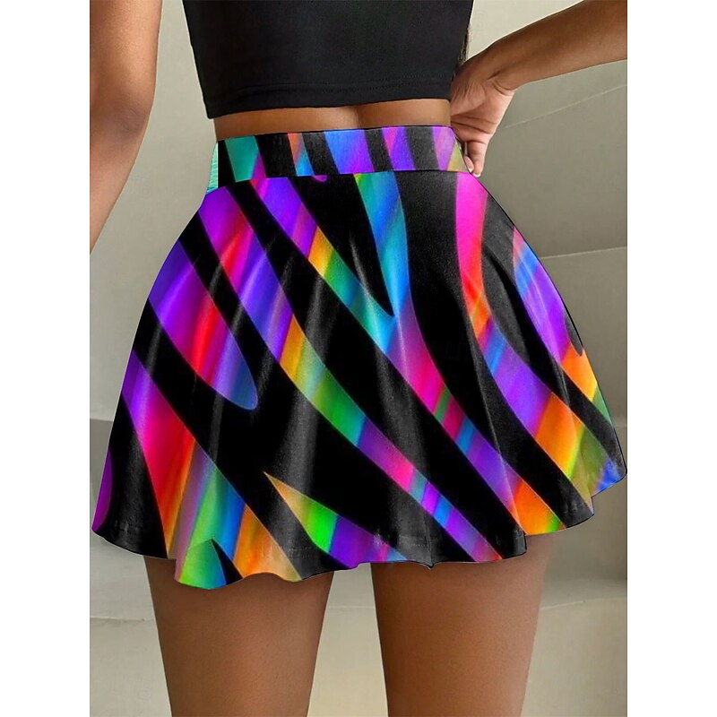 Women's Slim Skirt Fashion Casual Mini High Waist Skirts Graphic Geometric Stretchy Daily Blue Orange Green Summer 95%Polyester 5% Spandex2