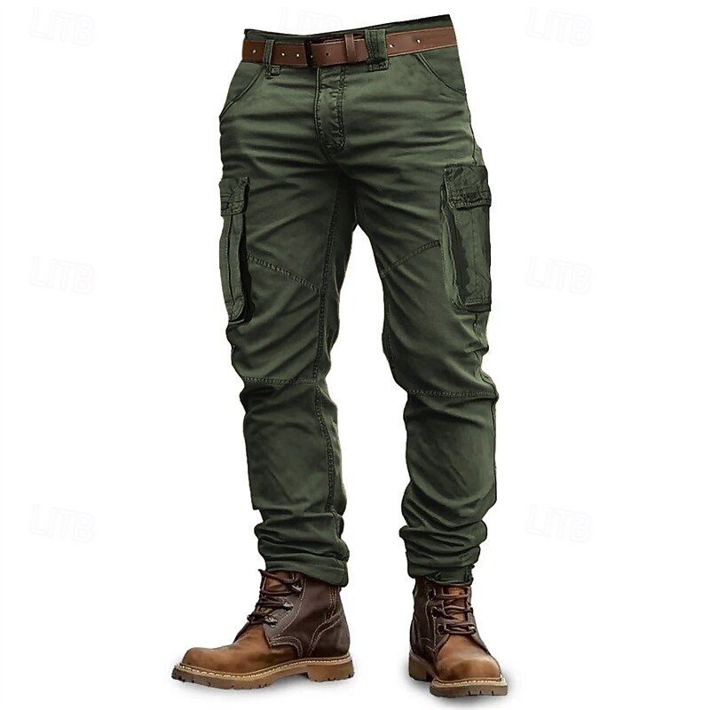 Men's Cargo Pants Tactical Pants Trousers Hiking Pants Buttons Multi Pocket Plain Wearable Outdoor Camping & Hiking Casual Athleisure Black Army Green3