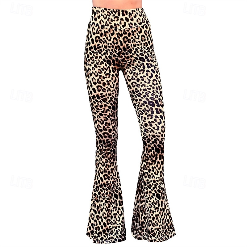 Retro Vintage Boho 1970s Bell Bottoms Pants Flare Leggings Flared Trousers Disco High Waist Animal Leopard Fancy Dress Women's Halloween Carnival Vacation Music Festival Festival Adults' Pants2