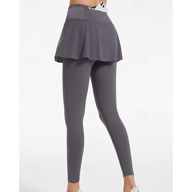 Women's Solid Colored Tennis Skirt with Leggings Pleated Side Pockets Quick Dry Tennis Golf Pickleball Bottoms Black Blue Gray Tennis Clothing4