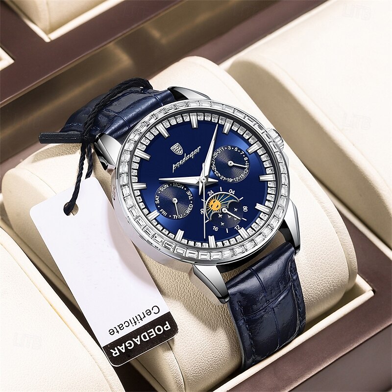 Luxury Watches For Men Date Week Waterproof Luminous Leather Man Watch Casual Fashion Quartz Men's Wristwatch2