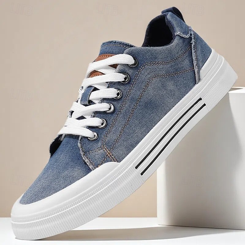 Men's Premium Denim Casual Sneakers with Classic White Soles for Everyday Comfort and Casual Outings2