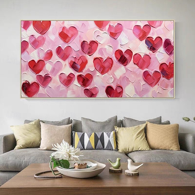 Mintura Handmade Heart Chart Press Oil Paintings On Canvas Wall Art Decoration Modern Abstract Texture Picture For Home Decor Rolled Frameless Unstretched Painting2