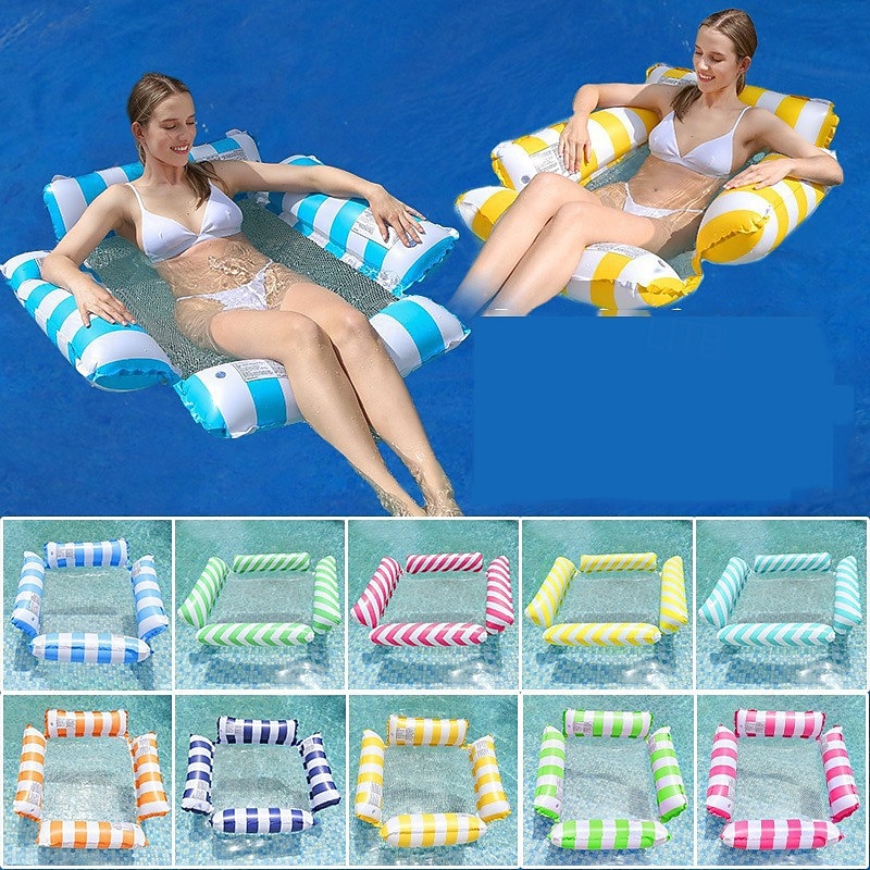 1 Pack Hammock Pool Floats Adults Multi-Purpose Inflatable Pool Floats PVC Water Hammock Lounge Floaties