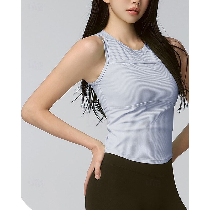 Women's Solid Colored Workout Tank Top Sports Tank Top Tennis Tank Top Tennis Tank Tops Sleeveless Shockproof Breathable Tennis Golf Pickleball Round Neck White Sky Blue Dark Gray Tennis Clothing