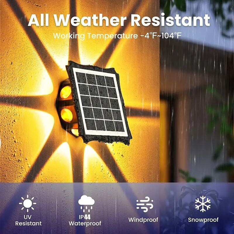 1/2 Pcs Solar Wall Light Waterproof Garden Light illuminated From All Sides Outdoor Porch Exterior Wall Fence Lighting Decoration4