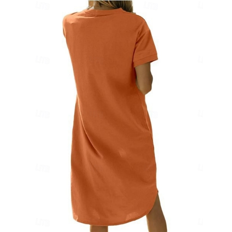 Women's Midi Dress Casual Dress Summer Dress Fashion Modern Daily Weekend Regular Fit Plain Short Sleeve Crew Neck Black White Red Dark Green Summer4