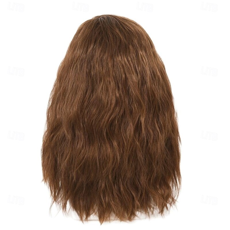 Mens Long Brown Curly Wig 70s 80s Side Part Synthetic Wigs Fluffy Daily Cosplay Custome Hair Wig Halloween Wigs4