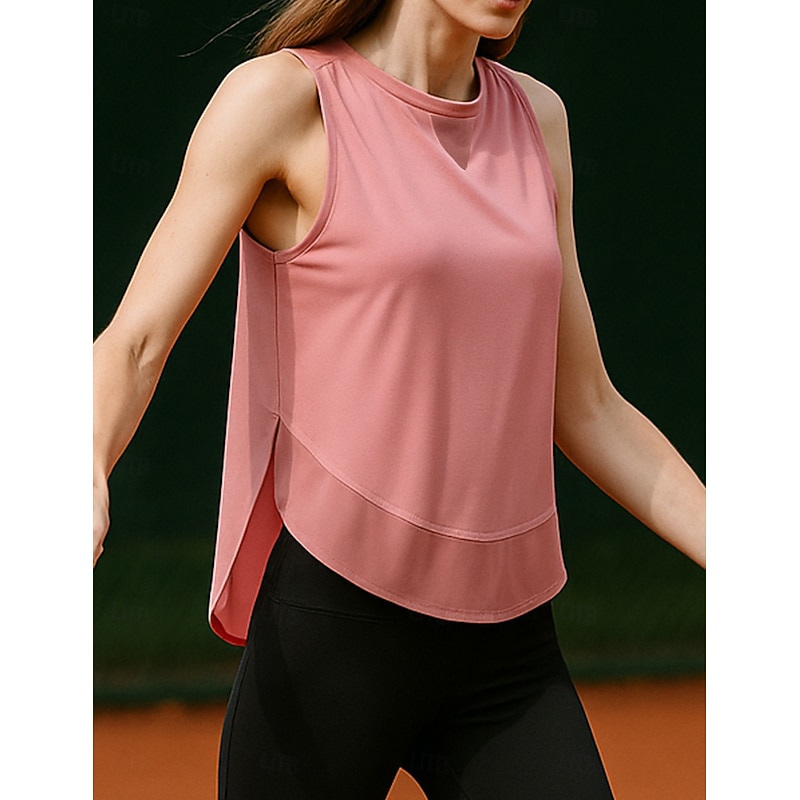 Women's Solid Colored Tennis Top Sleeveless Patchwork Sweat-Wicking Moisture Wicking Breathable Tennis Golf Pickleball Black White Pink Tennis Clothing3