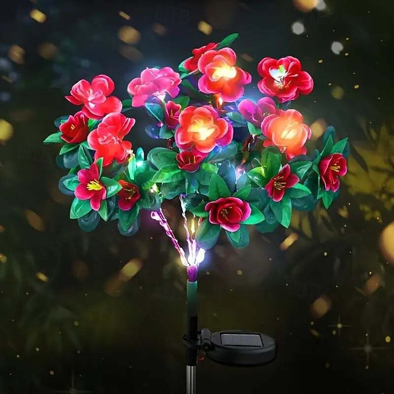 1PC 1 W LED Solar Lights Pathway Lights & Lanterns Solar Powered 2 Modes Decorative Red Yellow Purple 3 V Outdoor Lighting Courtyard Garden 42 LED Beads Christmas Thanksgiving Day2
