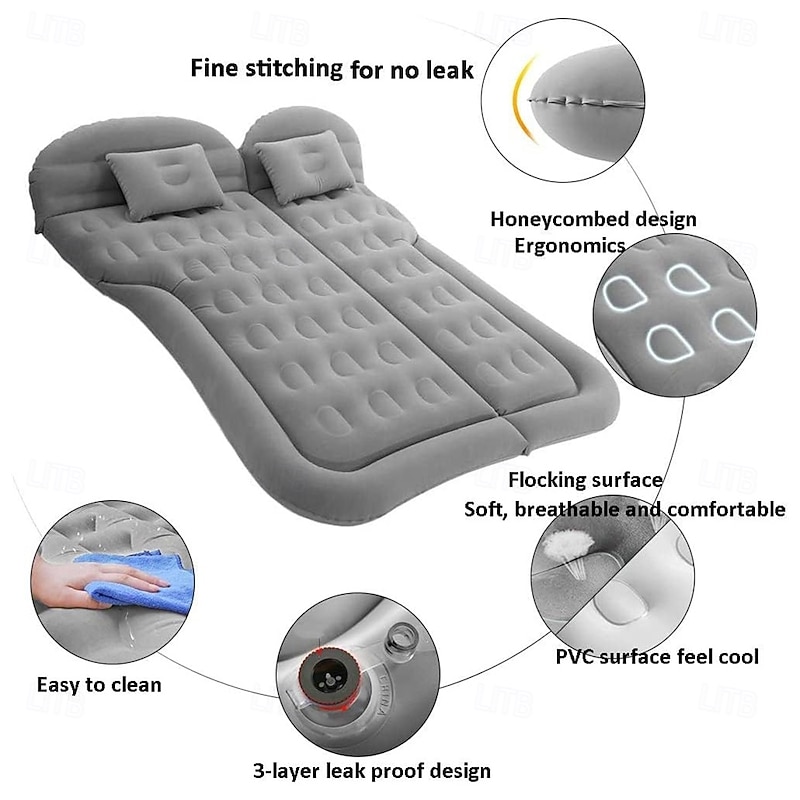Air Mattress Camping Bed Cushion Pillow Inflatable Thickened Car Air Bed Mattress with Electric Air Pump Portable Sleeping Pad for Travel Camping4