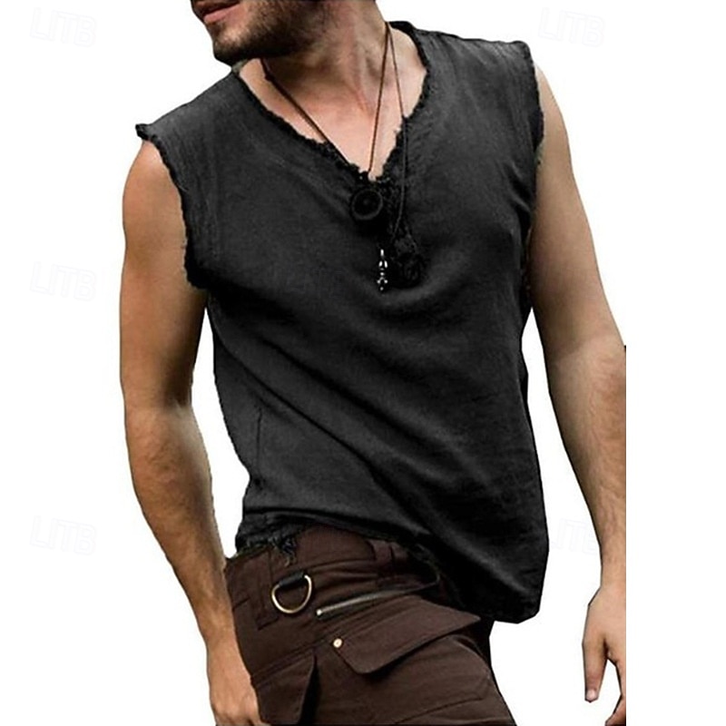 Men's Tank Top Vest Top Undershirt Sleeveless Shirt Sleeveless V Neck Summer Plain Fashion Designer Basic Classic Vacation Street Going out Black Wine Blue Top Tee for Men3