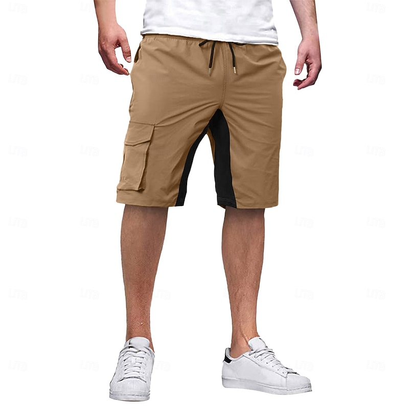Men's Cargo Shorts Outdoor Shorts Beach Shorts Running Shorts Casual Shorts Drawstring Multi Pocket Straight Leg Color Block Plain Breathable Knee Length Outdoor Casual Gym Vacation Fashion Black