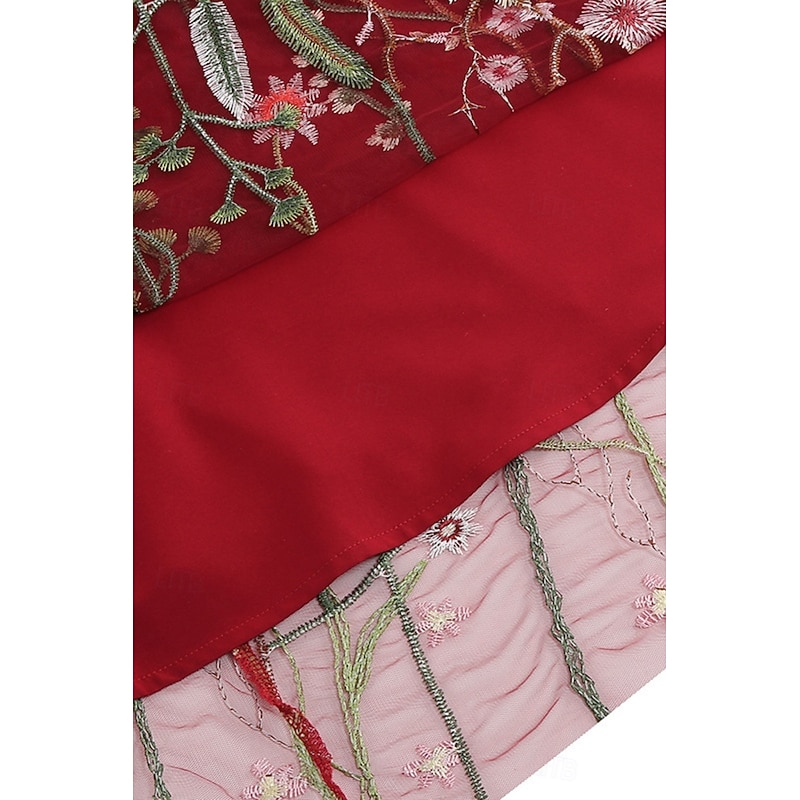 Women's Mini Dress A Line Dress Tulle Dress Elegant Party Cocktail Outdoor Party Wedding Guest Regular Fit Floral Short Sleeve Crew Neck Black White Red Blue Summer3