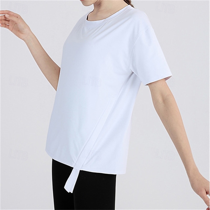 Women's Solid Colored Sport Shirt Tennis Shirt Tennis Top Drawstring Seamless Breathable Tennis Golf Pickleball Black White Yellow Tennis Clothing2