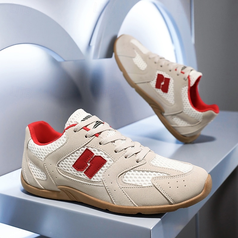 Men's Beige and Red Running Sneakers with Ventilated Upper and Durable Sole - Performance-oriented, Trendy, Perfect for Fitness and Casual Outings2