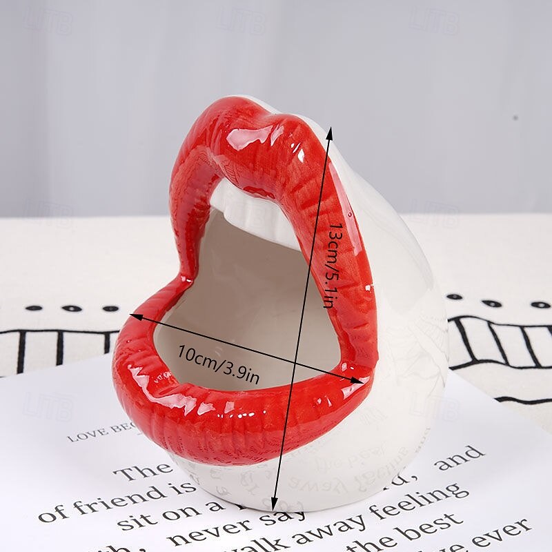 Lip-Shaped Ceramic Ashtray, Decorative Home Ashtray for Living Room, Modern Desk Ornament for Home Decoration4