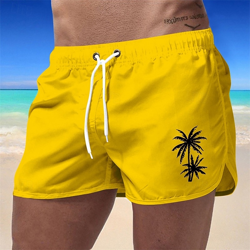 Men's Swim Trunks Swim Shorts Board Shorts Coconut Tree Quick dry Breathable Drawstring Elastic Waist Vacation Beach Hawaiian Casual Black White4