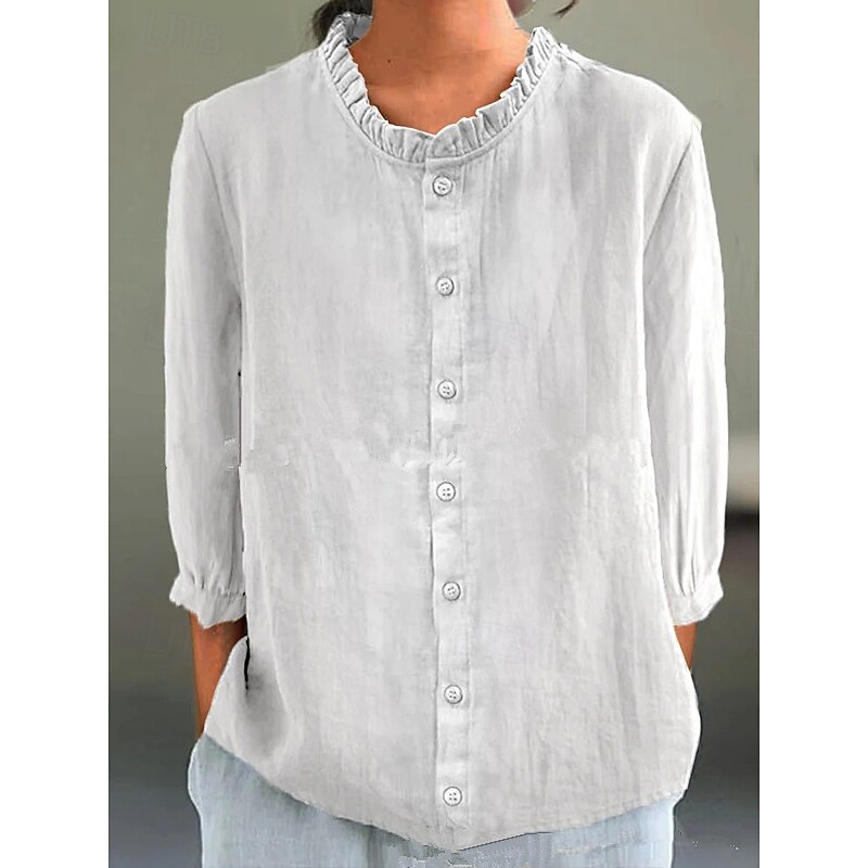 Valentine's Day Women's Petite Shrugs Solid Color Casual 3/4 Length Sleeve High Neck Regular Tops Daily Ruched Patchwork Black White Yellow Pink Green Spring Fall4