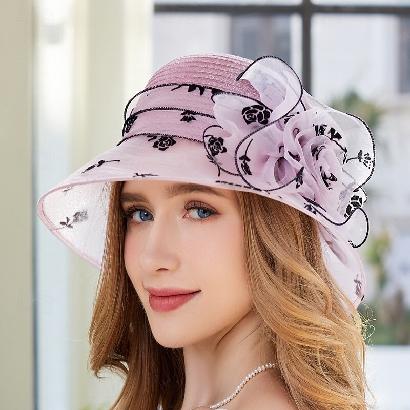 Hats Organza Sun Hat Casual Holiday Elegant Simple Sun Protection With Floral Headpiece Headwear