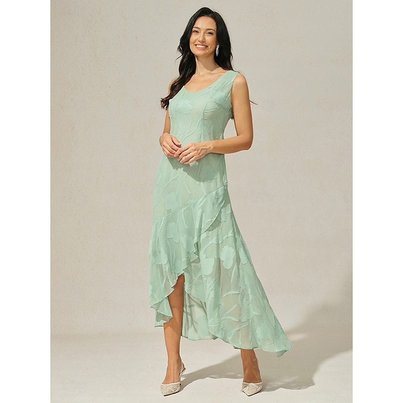 Women's Maxi Dress Ruffle Dress Elegant Wedding Wedding Guest Evening Party Floral Sleeveless U Neck Sage Green Summer Spring3