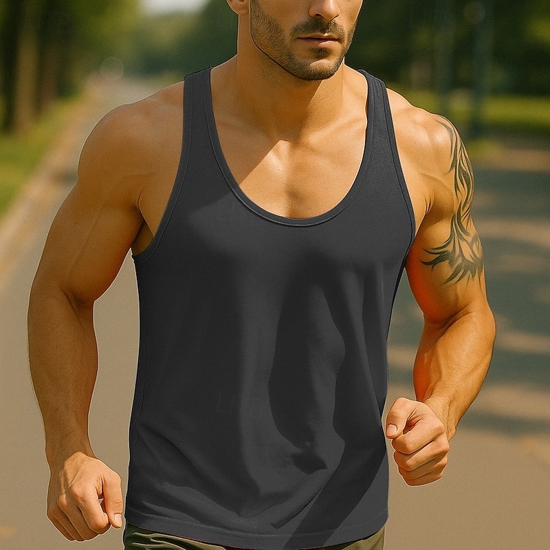Men's Tank Top Vest Top Undershirt Sleeveless Shirt Sleeveless Crew Neck Summer Plain Fashion Designer Basic Classic Vacation Street Going out Black White Royal Blue Top Tee for Men - Main Image