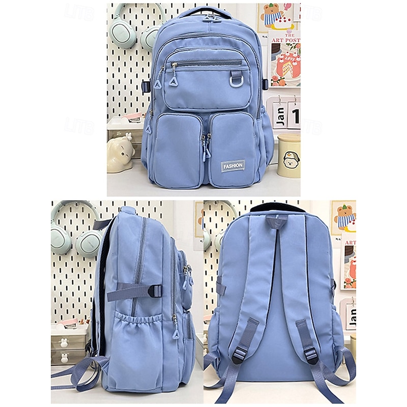 Women's Waterproof Nylon Campus Backpack with Multi-Pocket Storage - Lightweight Large Capacity College Bag for Teens to School and Daily Commuting4