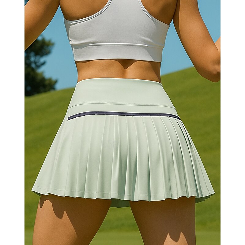 Women's Solid Colored Tennis Skirts with Shorts Reflective Strip Wide Waistband Moisture Wicking Breathable Tennis Pickleball Running White Pink Blue Tennis Clothing