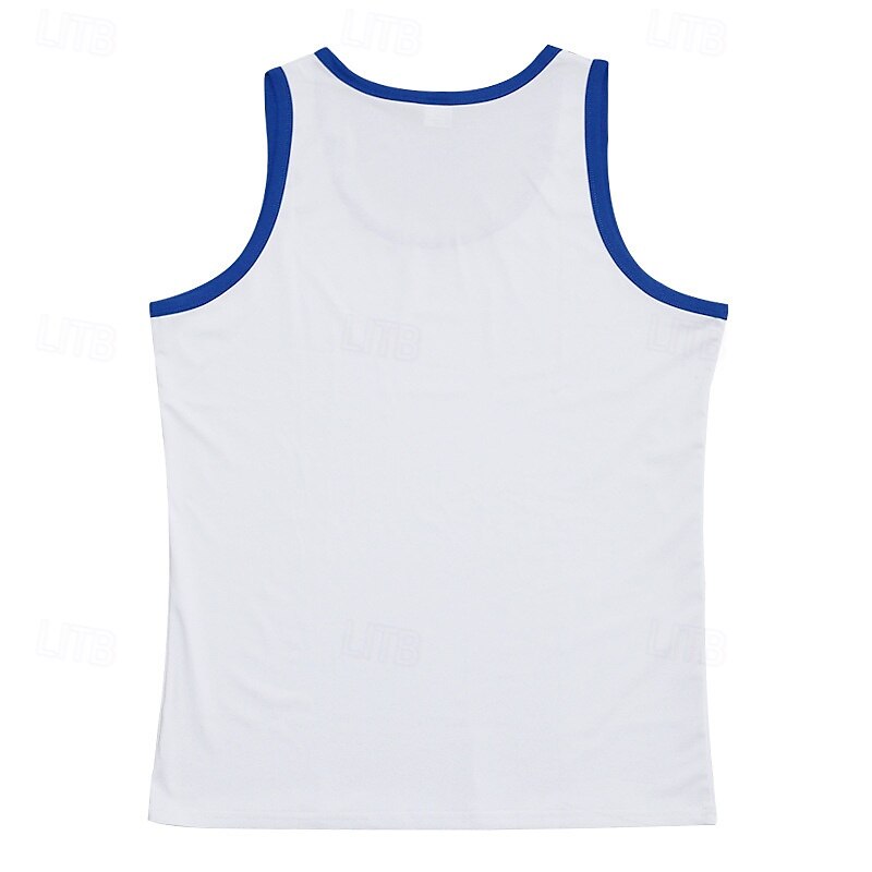 Men's Tank Top Vest Top Undershirt Sleeveless Shirt Sleeveless Crew Neck Summer Letter Fashion Designer Basic Patchwork Vacation Street Going out Black White Red Top Tee for Men3