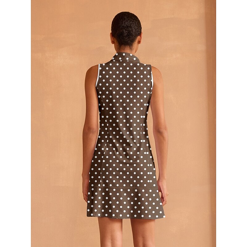 Women's Golf Dress Brown Sleeveless Dress Ladies Golf Attire Clothes Outfits Wear Apparel2