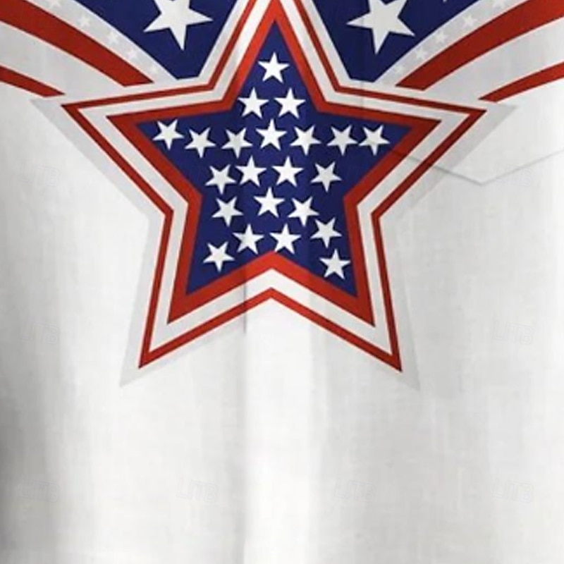 Independence Day Men's American US Flag Stars Patriotic Shirt Summer Shirt Button Up Shirt Short Sleeve Fashion Casual Holiday Summer Spring Turndown 3D Print Collared Shirts Front One Pocket White2