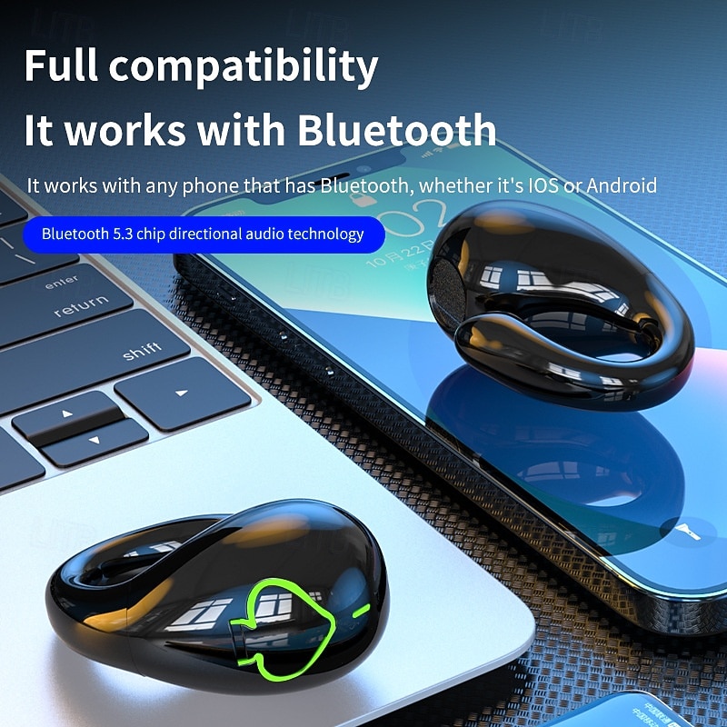 AX11 TWS Ear Clip Wireless Earbuds – Bluetooth 5.3 Headphones for Sports, Gaming, Hands-Free Calls, Mobile & Travel Use for iOS Android