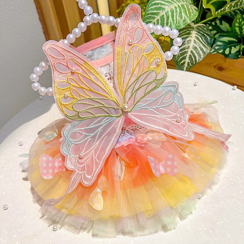 Rainbow Butterfly Dog Dresses for Small Dog Girl Puppy Lace Tutu Princess Dress Cat Outfit Pet Butterfly Costume for Kitten Chihuahua Yorkie Pomeranian4