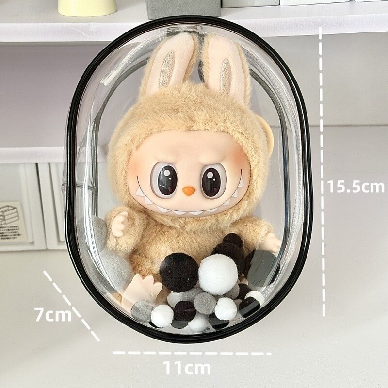 Protective Bag ForLabubu, for 17CM Doll CryingBaby Series, Transparent PVC Case for 17 CM Doll, Display Box ForLabubu Crying Again Plush, Easy Installation, Protect Your Doll3