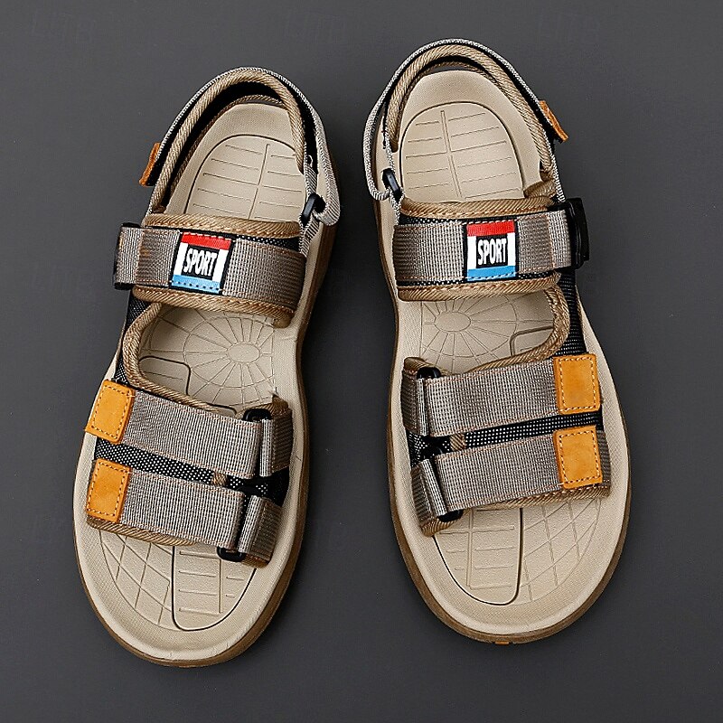 Men's Tan Multi-Strap Sport Sandals with Adjustable Velcro Straps – Rugged Outdoor Sandals for Hiking, Camping or Everyday Casual Use2