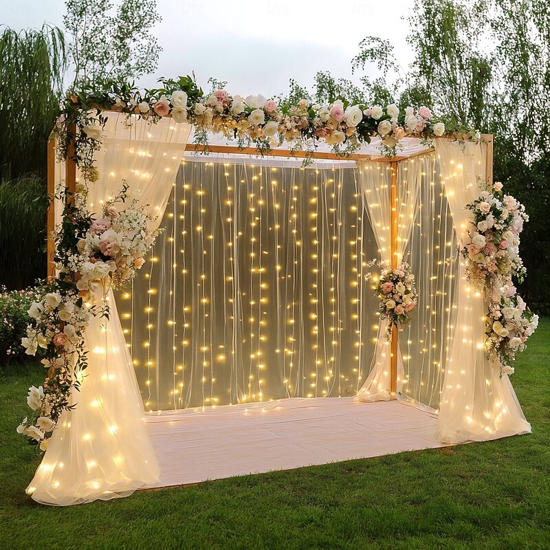 Wedding Arch Drapes Chiffon Fabric Drapery Sheer Backdrop Curtains for Party Ceremony Arch Stage Decorations2