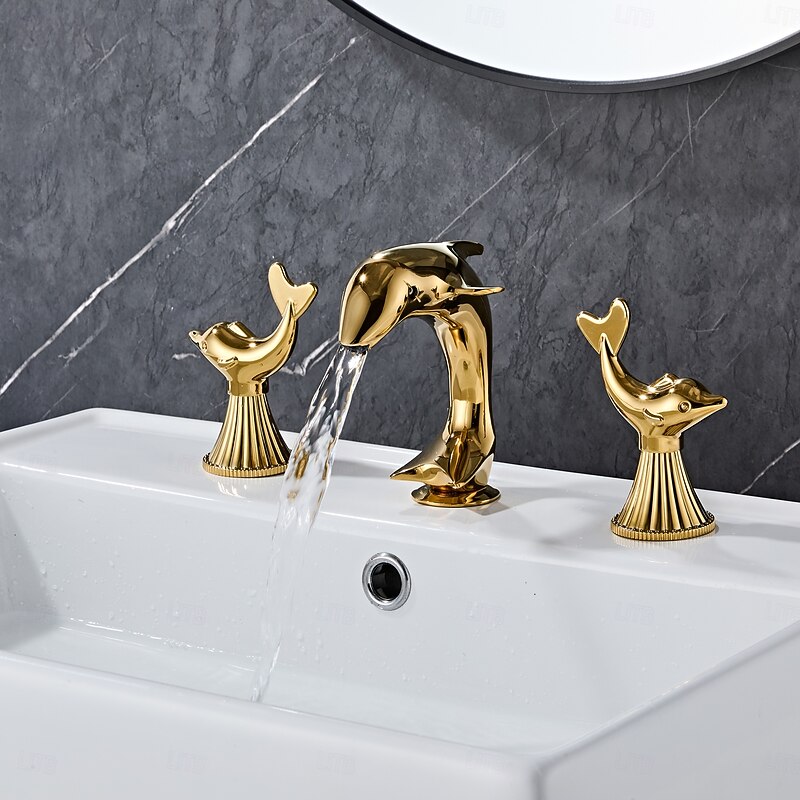 Bathroom Sink Faucet - Widespread Chrome / Electroplated Widespread Two Handles Three HolesBath Taps3