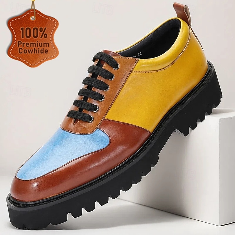 Men's  Leather Dress Shoes – Bold and Fashionable Leather Lace-Up Shoes for Work, Dinner Parties and Casual Social Events - Main Image