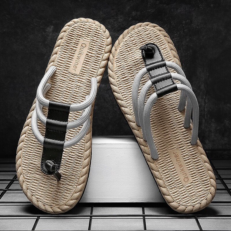 Men's Multicolor Woven Slip-On Shoes with Buckle Detail, Fashionable and Comfortable Footwear, Perfect for Summer Casual Events, Daily Wear and Weekend Trips2