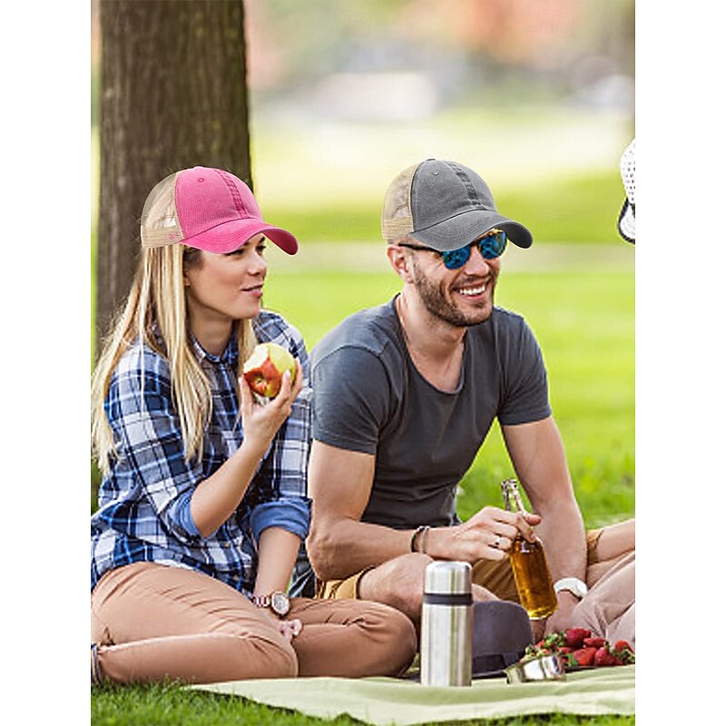 Men's Vintage Mesh Back Trucker Hat – Adjustable Washed Cotton Baseball Cap for Outdoor Sports, Travel and Daily Casual Wear3