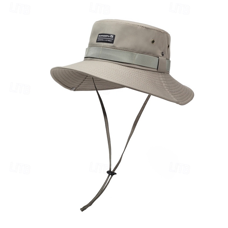 Men's Bucket Hat Sun Hat Black khaki Polyester Drawstring Fashion Casual Street Daily Plain Sunscreen Breathable3