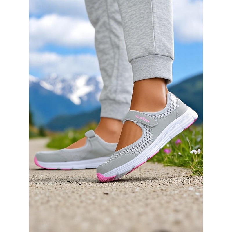 Women's Breathable Mesh Walking Shoes with Magic Tape Strap – Lightweight Athletic Flats, Great for Outdoor Fitness, Travel Hikes, Casual Errands & Active Lifestyles3