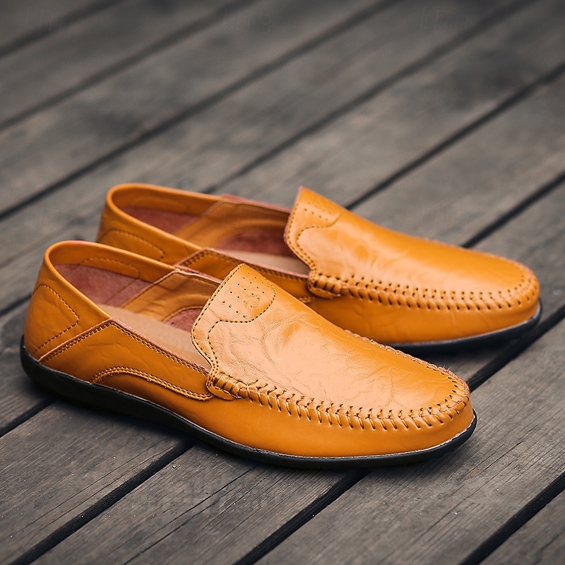 Men's Tan Loafers with Stitched Detailing and Comfortable Sole - Casual, Comfortable, Ideal for Everyday Wear and Outdoor Activities3
