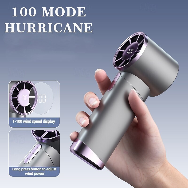 DS1013 Portable Handheld Fan with 100 Wind Speeds, Turbo Mini Cooling Fan with Type-C Recharge and Cold Compress Function