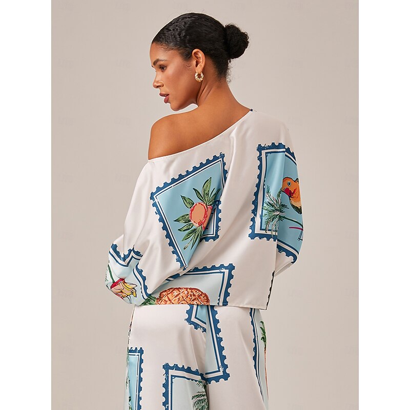 Seamless Pattern Print Off Shoulder Top2