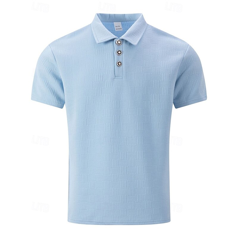 Men's Golf Shirt Golf Polos Shirts Work Casual Lapel Short Sleeve Basic Modern Plain Buttons Jacquard Summer Regular Fit Black White Sky Blue Khaki Gray Golf Shirt2