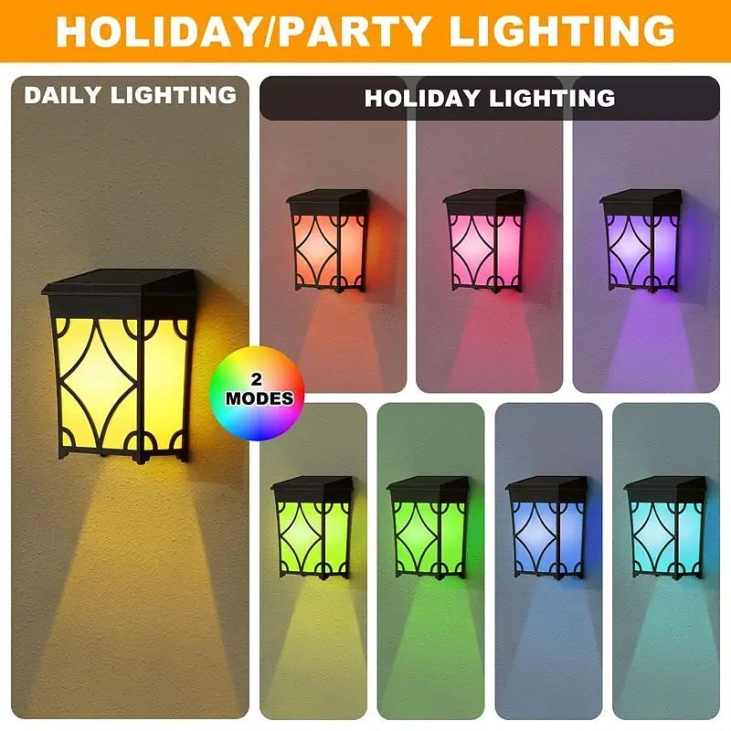 2/4 Pcs Solar Fence Light Outdoor Waterproof Solar Wall Light 2 Modes Lighting for Deck Wall Patio Fence Landscape Decoration4